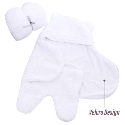 2 Pack Ultra Warm Sherpa Plush Baby Sleeping Swaddle Wrap - Newborn Essentials Must Haves for 0-6 Months - Baby Shower Registry Search Gifts for Boys Girls - Baby Stuff Accessories (Grey and White)