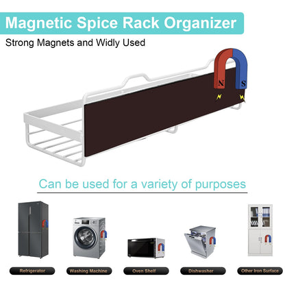 HCBaoXGui Magnetic Spice Rack for Refrigerator,5 Pack Magnetic Shelf for Fridge Magnetic Organizer Seasoning Rack Kitchen Organizer with 13 Magnetic Hooks,Refrigerator Magnet Shelf (White)