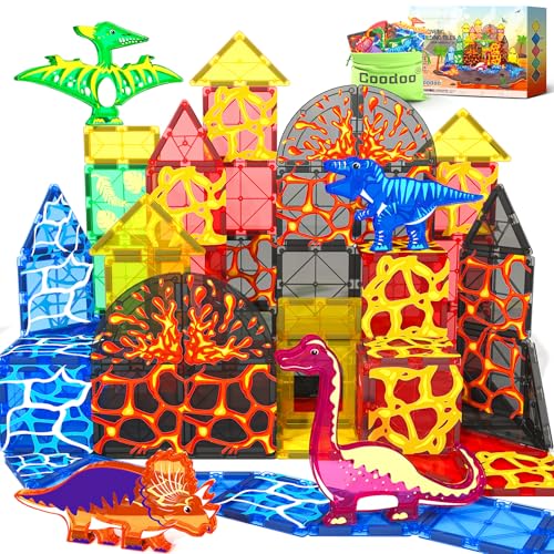 Magnetic Dinosaur Tiles Building Set for Kids