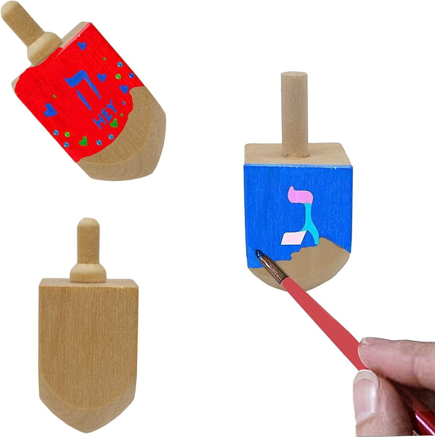 Wooden Dreidels 10-Pack for Hanukkah Celebrations