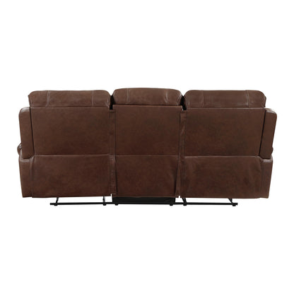 Lexicon Monet Breathable Faux Leather Double Reclining Sofa, Brown