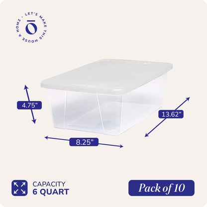 10-Pack HOMZ Clear Storage Bins with Lids