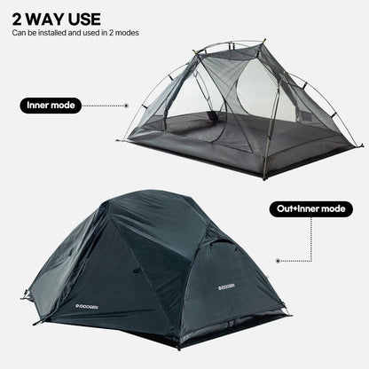 IDOOGEN Backpacking Tent, 1-2 Person Tents Lightweight Easy Setup Double Layer Waterproof Camping Tent Suitable for Outdoor Hiking Camping Mountaineering Travel