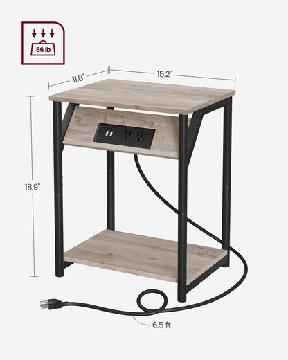 Set of 2 VASAGLE Side Tables with Charging Station