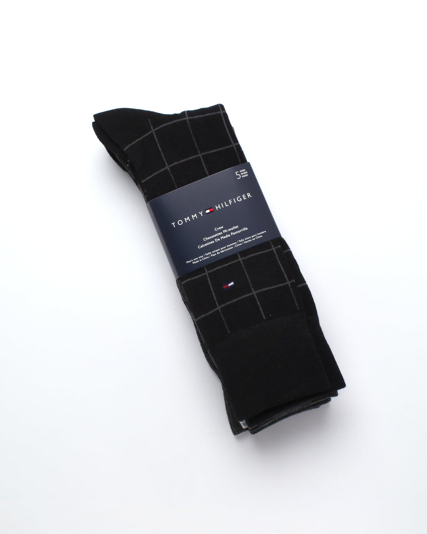 Tommy Hilfiger Men's Dress Socks - 5 Pairs Lightweight Comfort Fabric Reinforced Heel Crew Socks - Dress Socks for Men (7-12), Size 7-12, BlackGrey