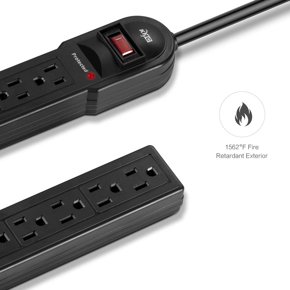 KMC 6-Outlet Surge Protector Power Strip 2-Pack
