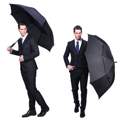 G4Free 2 Pack Extra Large 54 Inch Golf Umbrella Automatic Open Oversize Double Canopy Vented Windproof Waterproof Stick Umbrellas (Black)