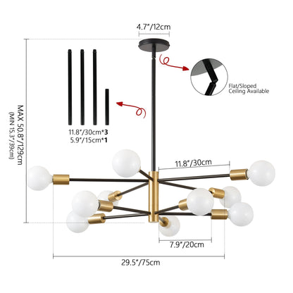 KAISITE 10-Light Modern Sputnik Chandelier