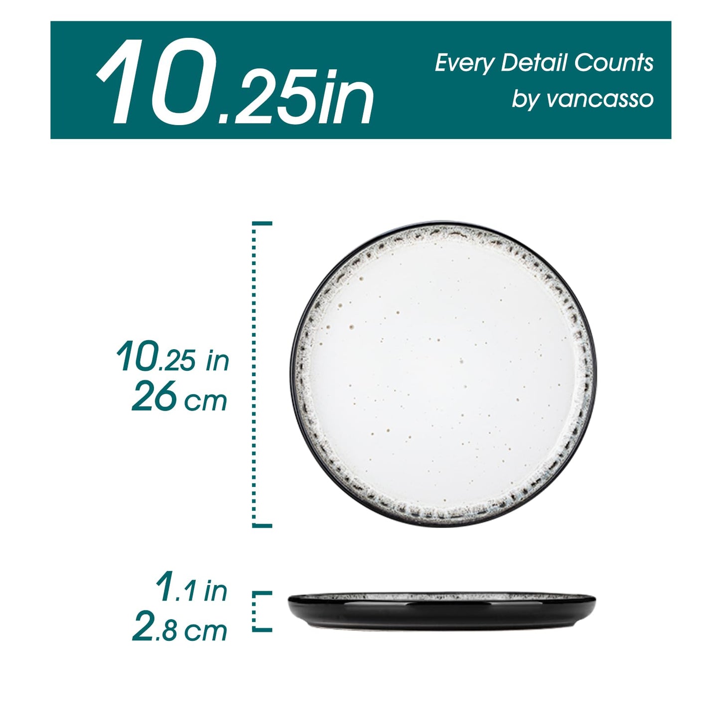 vancasso 10.25" Ceramic Dinner Plates Set of 6