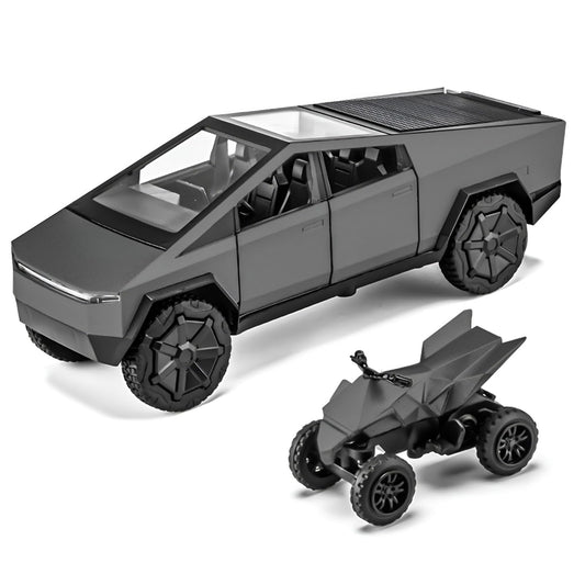 Cybertruck Pickup RV Model with Motorcycle Toy