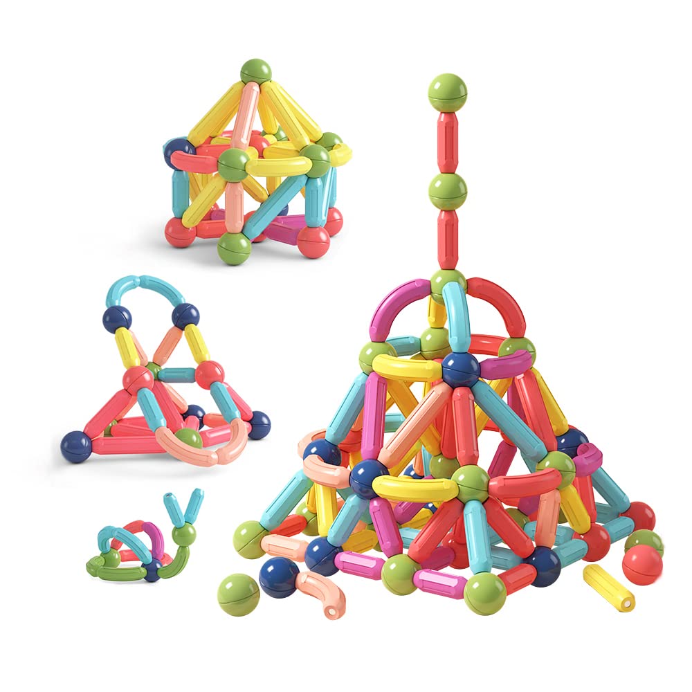 Salunhey Magnetic Building Sticks Montessori Toys for Toddler Kids,Preschool Sensory Educational Blocks Balls and Rods Set for 3+ Year Old Boys Girls Birthday Gift