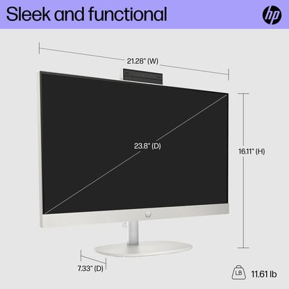 HP 23.8 inch All-in-One Desktop PC, FHD Display, AMD Athlon Silver 7120U, 8 GB RAM, 256 GB SSD, AMD Radeon Graphics, Windows 11 Home, 24-cr0010 (2023)