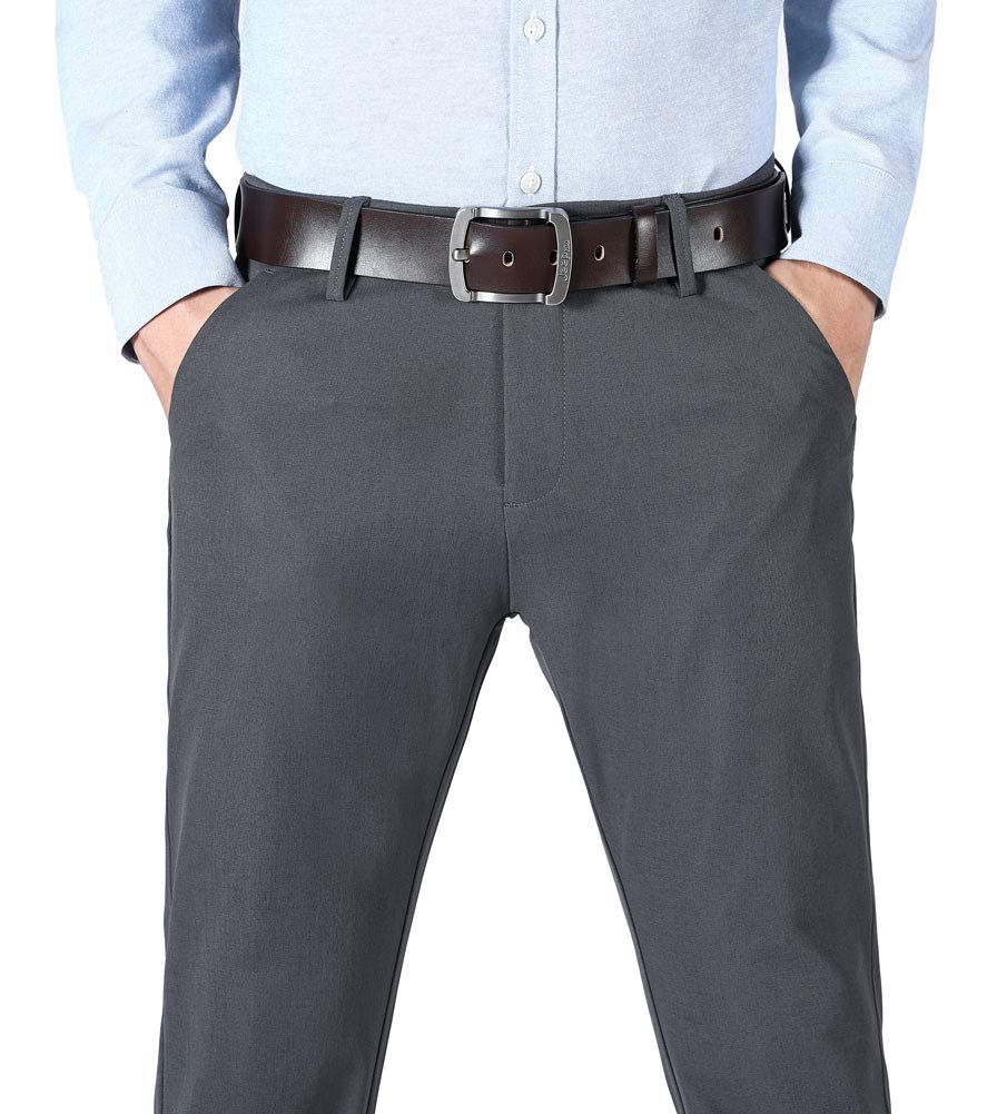 Plaid&Plain Men’s Slim Fit Dress Pants Stretch Dress Pants 8101Charcoal 30X28