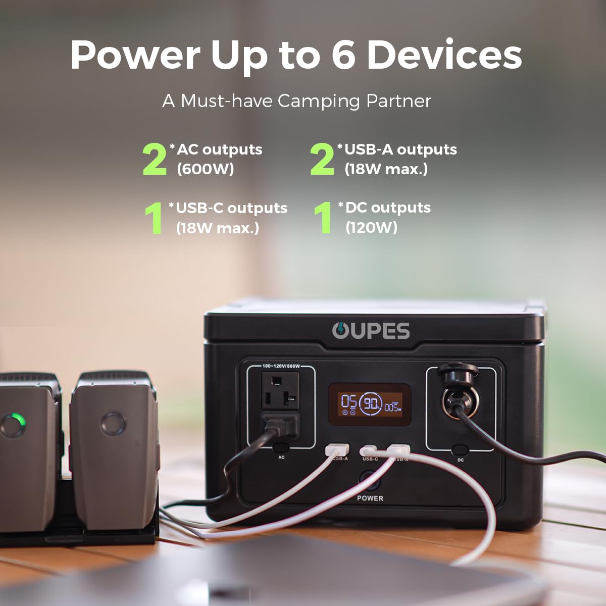 OUPES 600W Portable Power Station for Camping