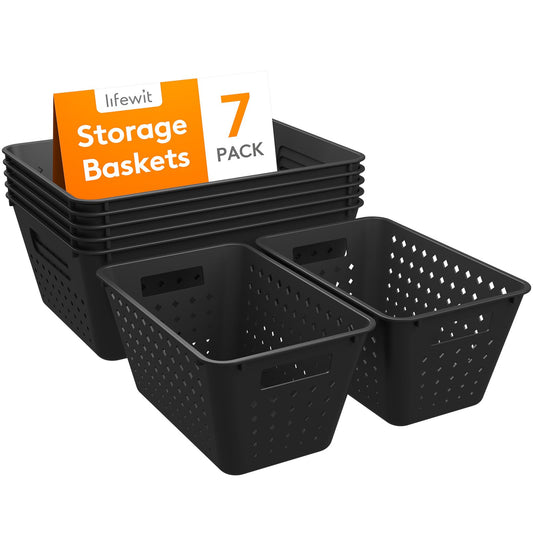 Lifewit 7-Pack Stackable Storage Bins, Black
