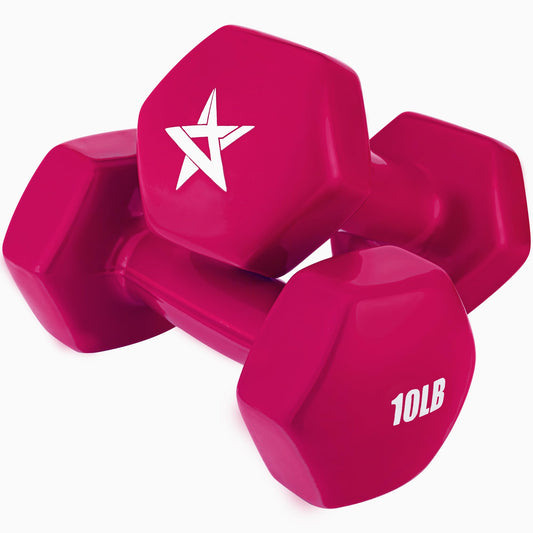 Yes4All Pink Vinyl Coated Dumbbell Pair - 10 lbs