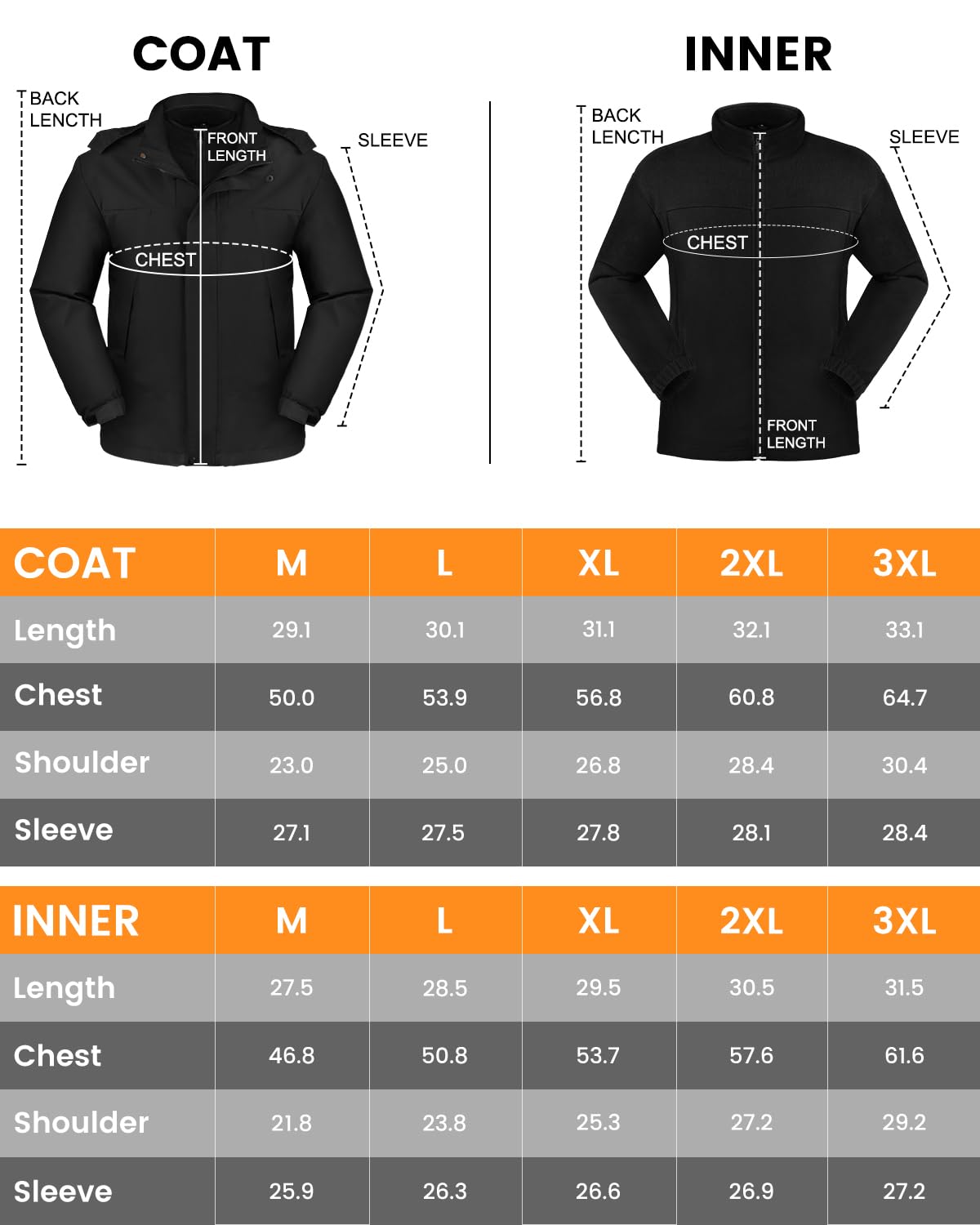 Vantacent89 3-in-1 Waterproof Ski Jacket for Men