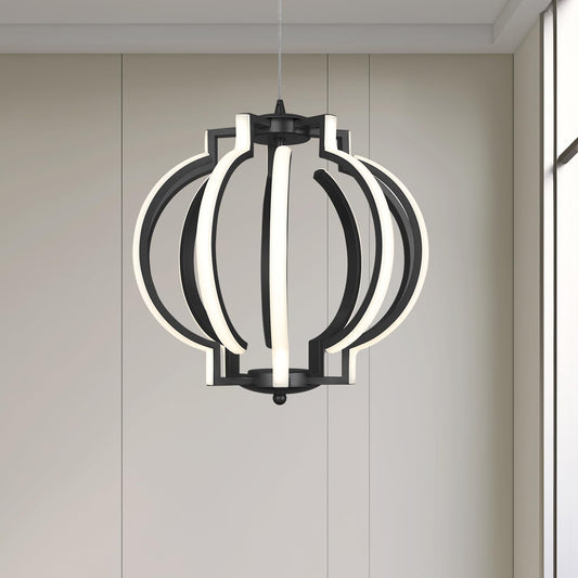 Bisect Black Modern Led Chandelier,Globe Dimmable Adjustable Round Hanging Lamp 4000K,Easy Install Suitable Pendant Light Fixturs for Dinning Room Bedroom Kitchen Island Corridor(10Light)