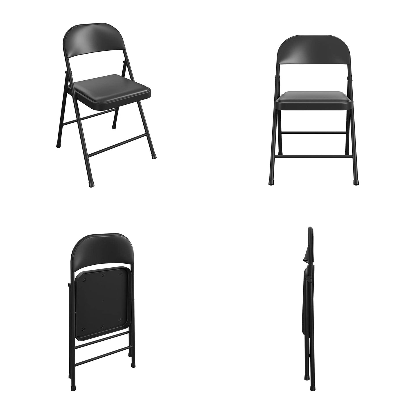 COSCO SmartFold Vinyl Folding Chair, 4-Pack, Black