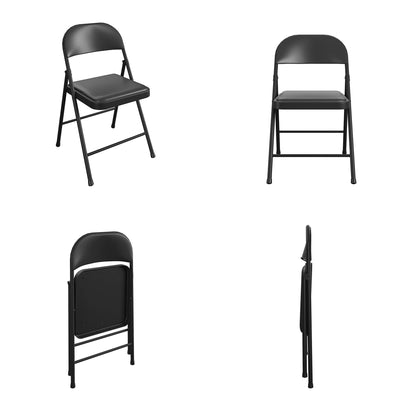 COSCO SmartFold Vinyl Folding Chair, 4-Pack, Black