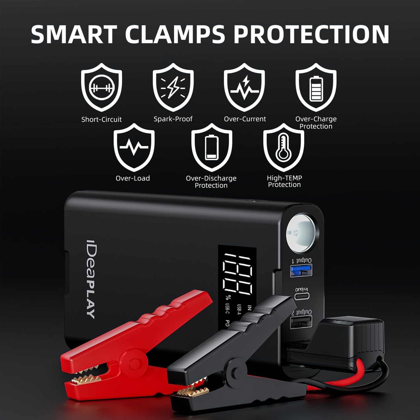 IDEAPLAY 1500A Portable Car Battery Jump Starter
