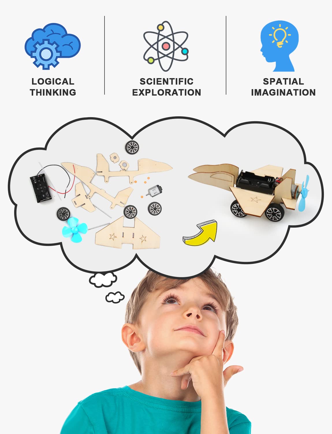 Poraxy 5-in-1 STEM Wooden Car Building Kit