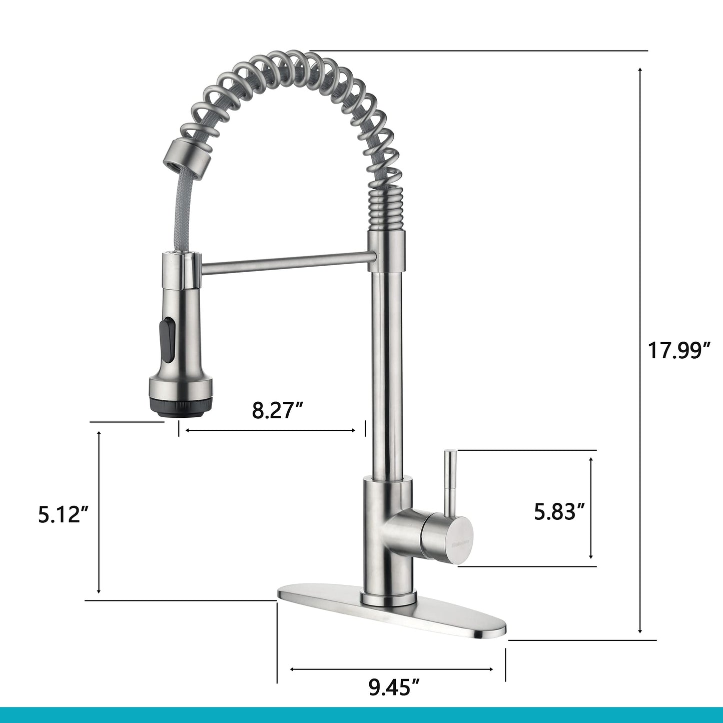 Rainovo Kitchen Faucet Brushed Nickel with 4 Mode Pull Down Sprayer, Kitchen Spring Faucet Stainless Steel with Duo-aquablade Function, Single Handle faucets High Arc Modern with Pull Out Sprayer