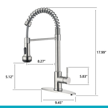 Rainovo Kitchen Faucet Brushed Nickel with 4 Mode Pull Down Sprayer, Kitchen Spring Faucet Stainless Steel with Duo-aquablade Function, Single Handle faucets High Arc Modern with Pull Out Sprayer