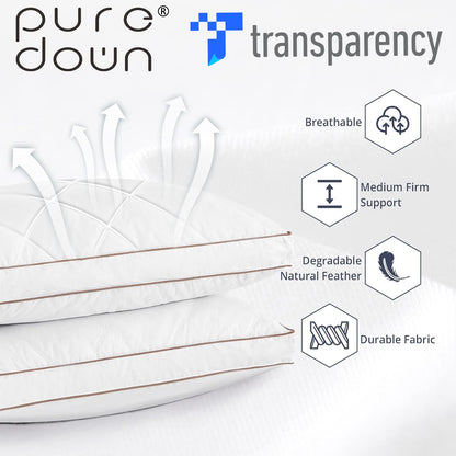 puredown Goose Down Gusseted Bed Pillows Set