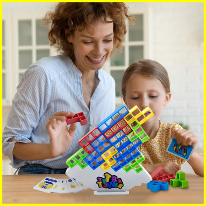 QYLAX 48 Pcs Tetra Tower Game Perfect Family Games for Kids and Adults, Fun 2 Player Balance Game Great for Friends, Parties, Travels