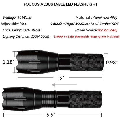 3000 Lumens Tactical Flashlight 2-Pack Waterproof