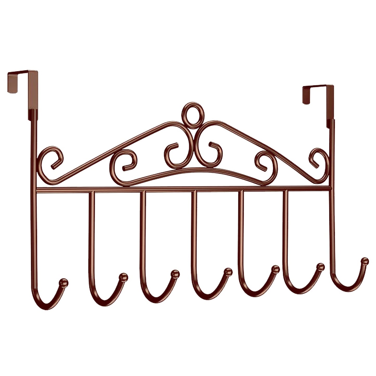 Youdepot Over The Door Hook - 7 Hook Bronze Coat Rack, Towel Hanger, Bathroom Door Hooks, Clothes Hanger, Hat Organizer, and Belt Holder. Easy to Install Door Hanger Hook.