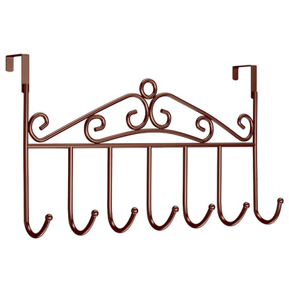 Youdepot Over The Door Hook - 7 Hook Bronze Coat Rack, Towel Hanger, Bathroom Door Hooks, Clothes Hanger, Hat Organizer, and Belt Holder. Easy to Install Door Hanger Hook.