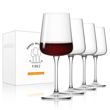 YIBEZ Set of 4 Crystal Red Wine Glasses