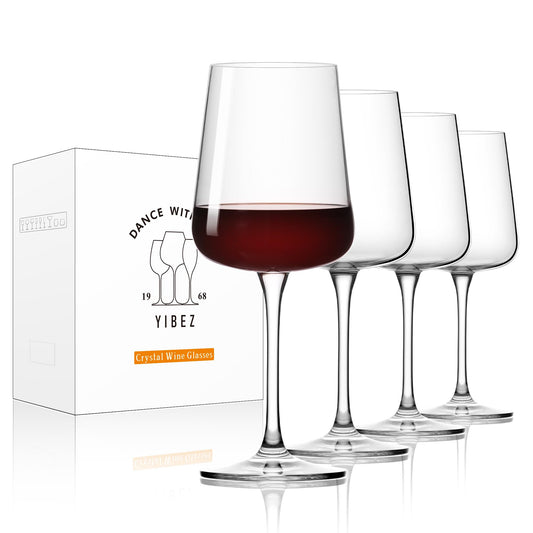 YIBEZ Set of 4 Crystal Red Wine Glasses