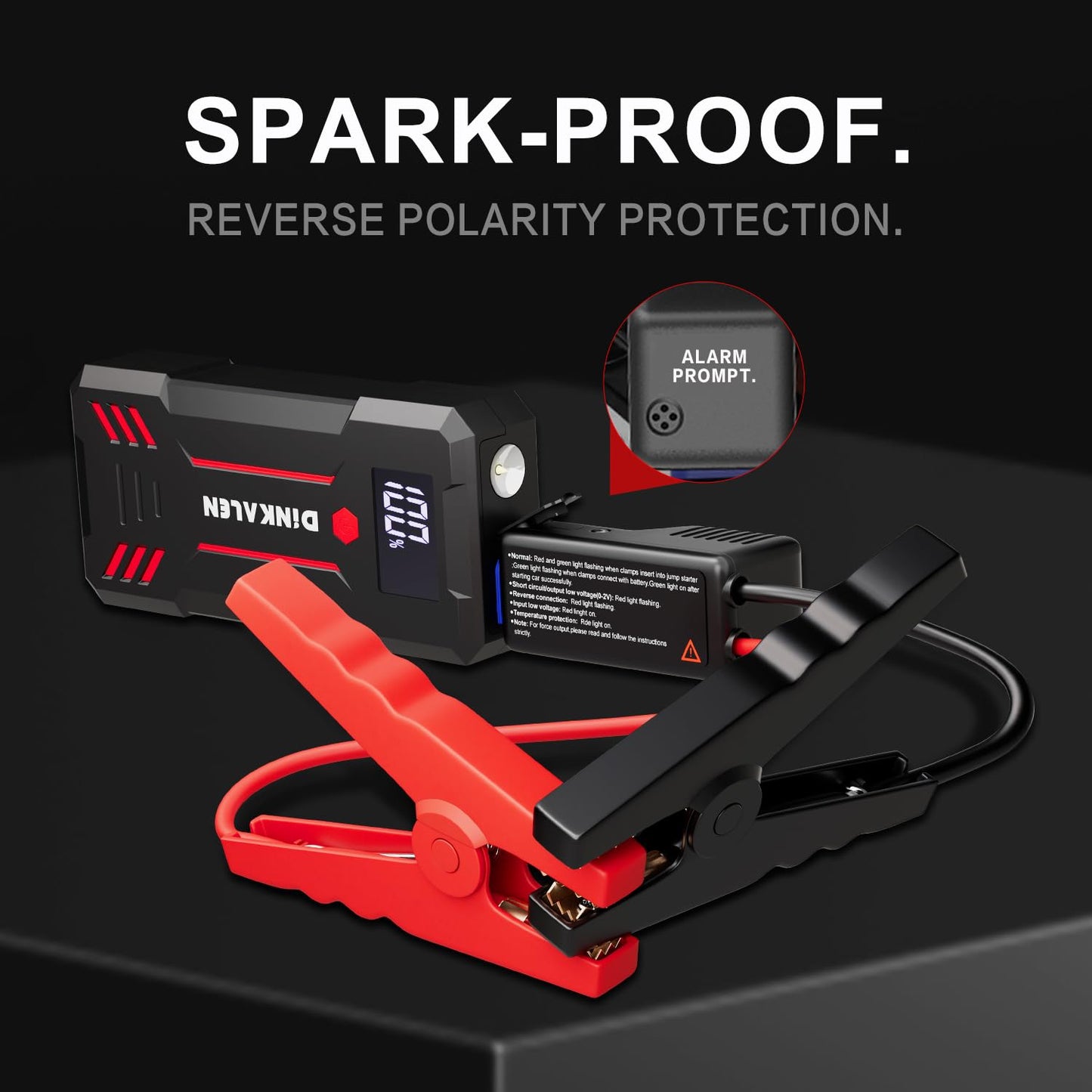 Portable 3000A Car Jump Starter with LED Lights