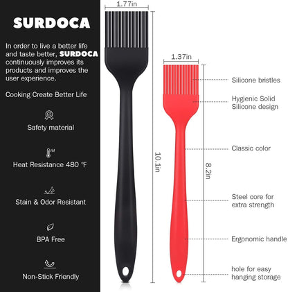 2 Pack SURDOCA Silicone Basting Brushes for Cooking