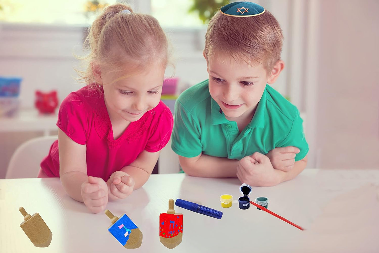 Wooden Dreidels 10-Pack for Hanukkah Celebrations