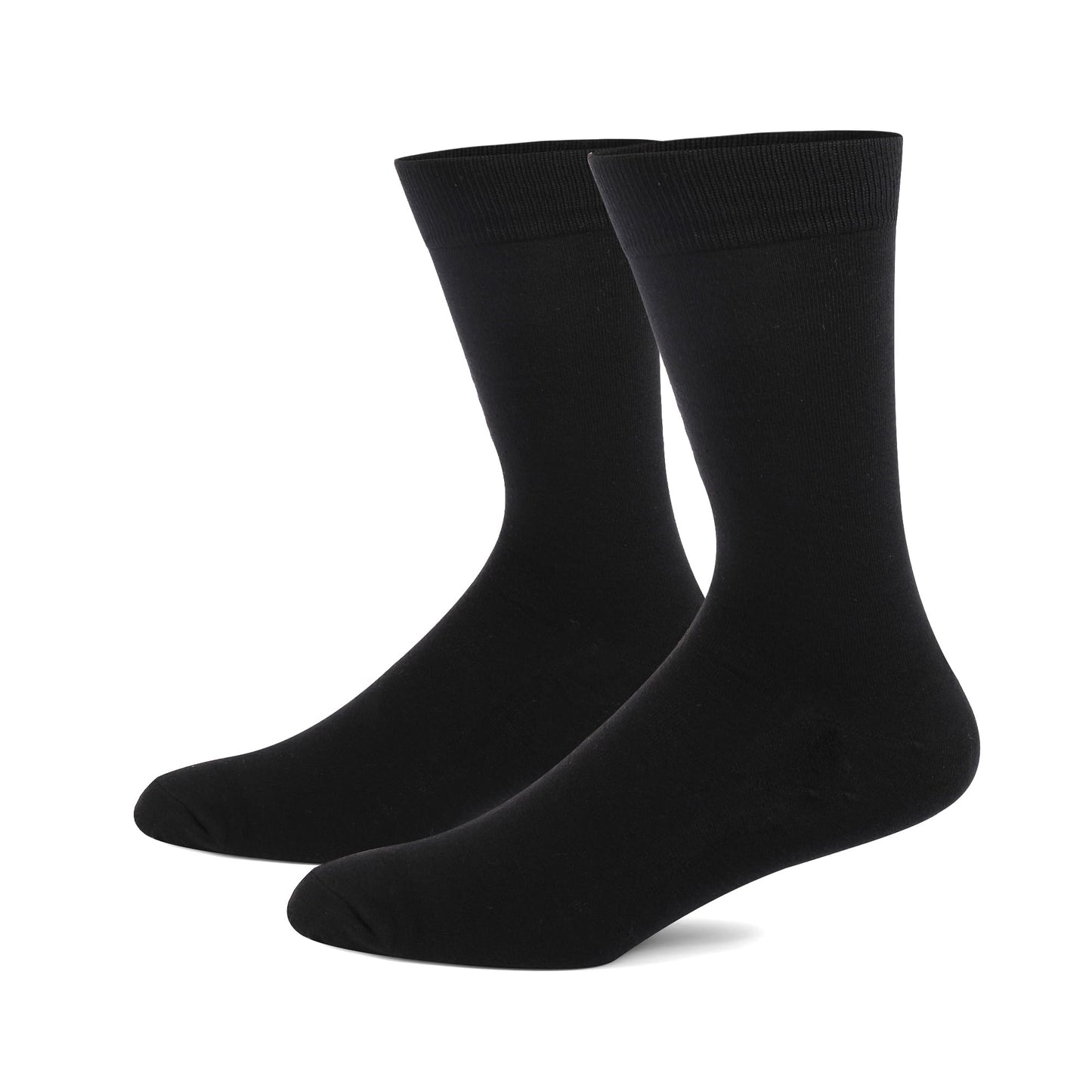 HHX YONLEE Soild Black Casual Cotton Crew Dress Socks Gifted Boxed 6 Pairs Size 10-13