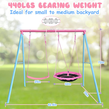 2 Play Stations Swing Set with Saucer & Belt