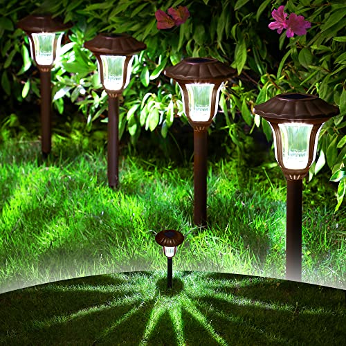 SUNCKET Solar Lights Outdoor Waterproof, 8 Pack Landscape Solar Garden Lights, Solar Powered Outdoor Pathway Garden Lights, Auto On/Off Outdoor Solar Lights for Yard Landscape Pathway Lawn