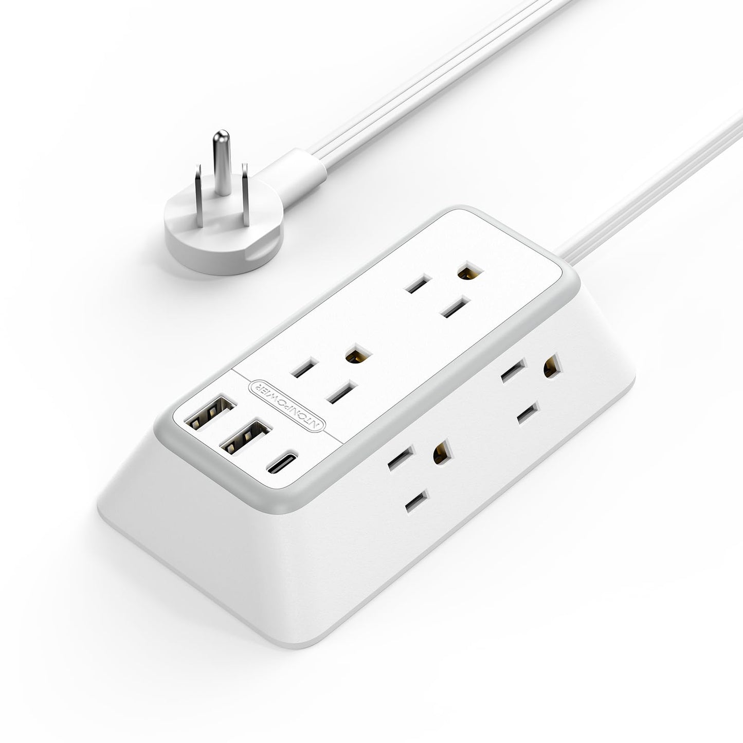 NTONPOWER 10ft Flat Plug Power Strip with USB