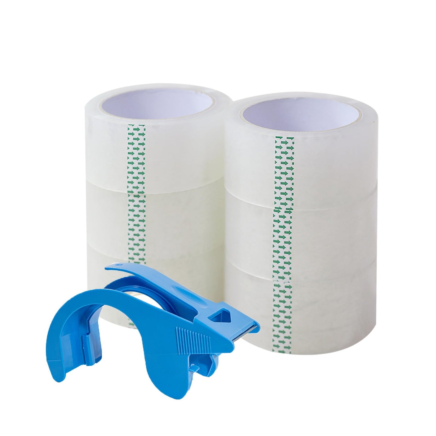 Toptoo Heavy Duty Packing Tape with Dispenser for Shipping, Moving, Storing and Packing, 6 Rolls, 1.88" x 60 Yards, Waterproof & Strong Seal On All Boxes