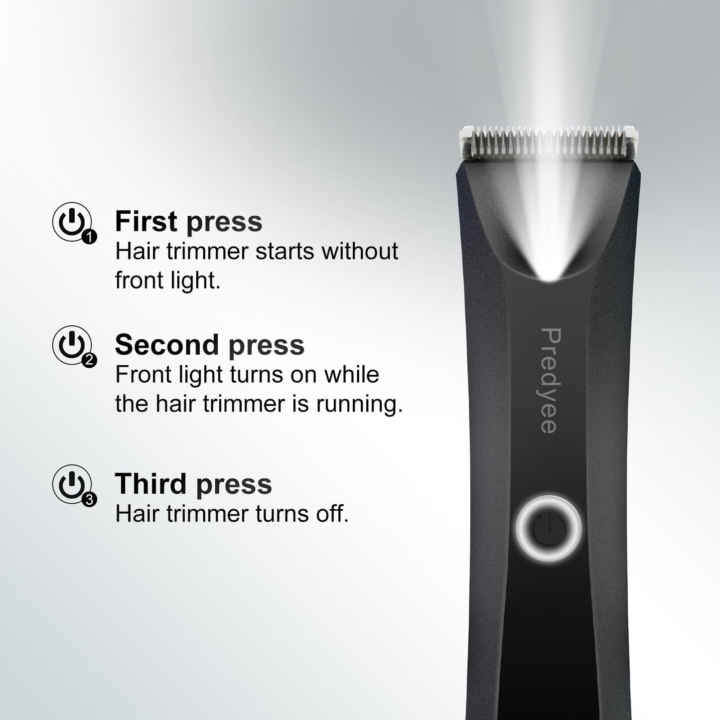 Predyee Electric Groin Hair Trimmer - Replaceable Ceramic Blade Heads, Waterproof Wet/Dry Clippers - Ultimate Male Body Hair Razor