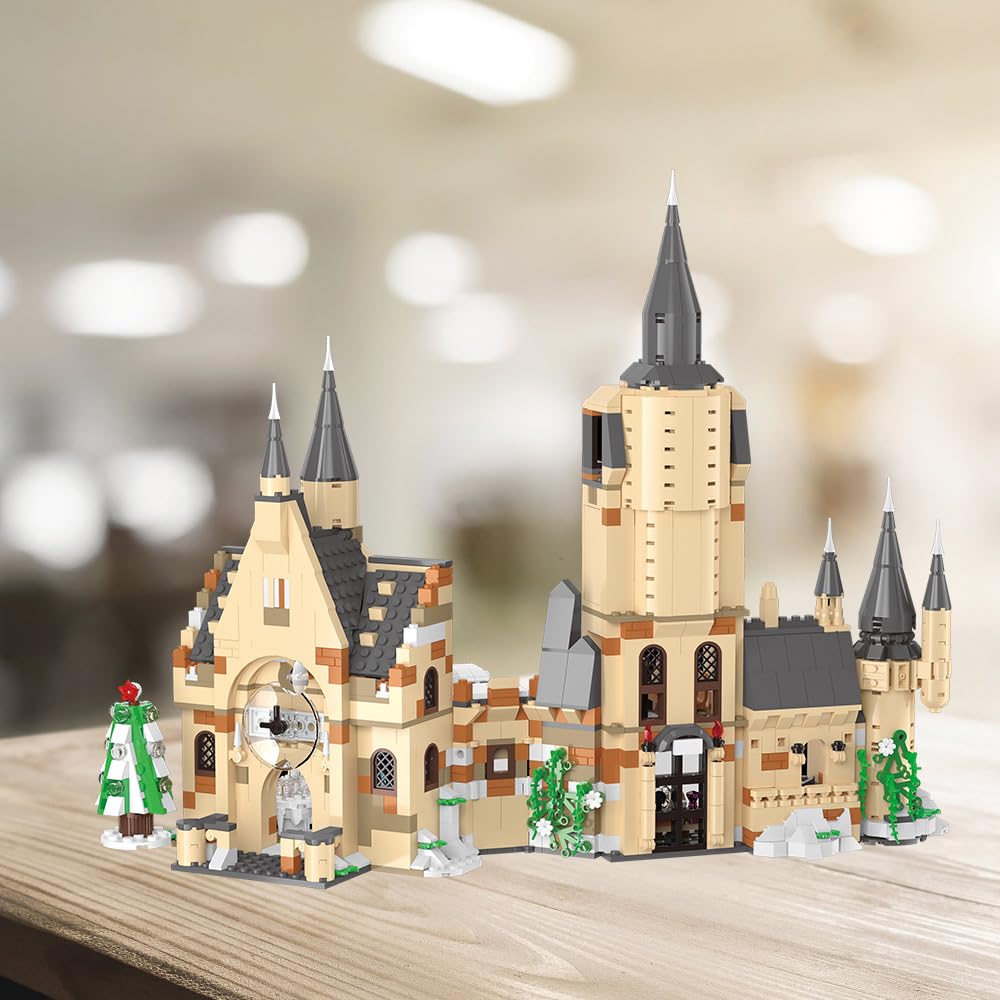 HEGOAI City Clock Tower Building Toy Set for Movie Fans Boys Kids Aged 8-14, Middle Ages Castle Model for Adult, 1231 Pieces Mini Bricks