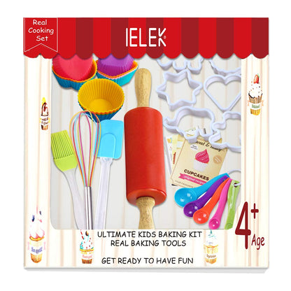 Kids Real Cooking Set Baking Kitchen Kit with Apron,Chef Hat,Cooking Supplies,Kitchen Utensils and Recipes Great Gift