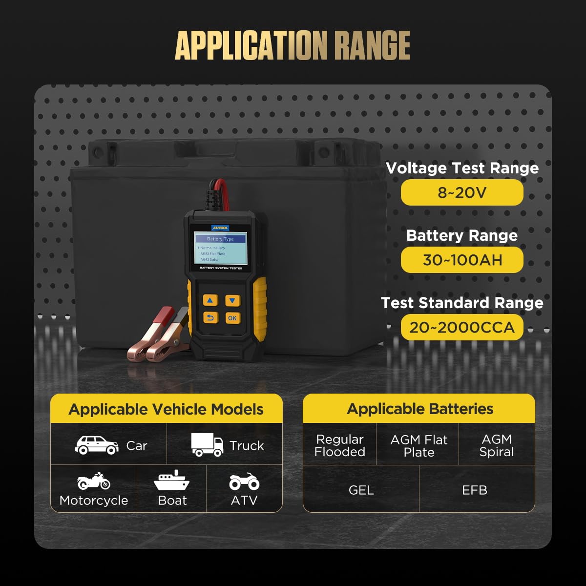 12V Car Battery Tester by AUTOOL