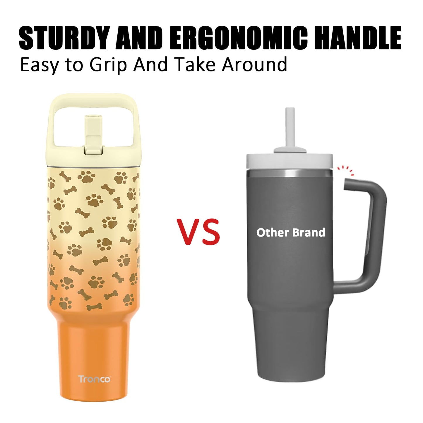 40 oz Insulated Tumbler with Handle and Straw