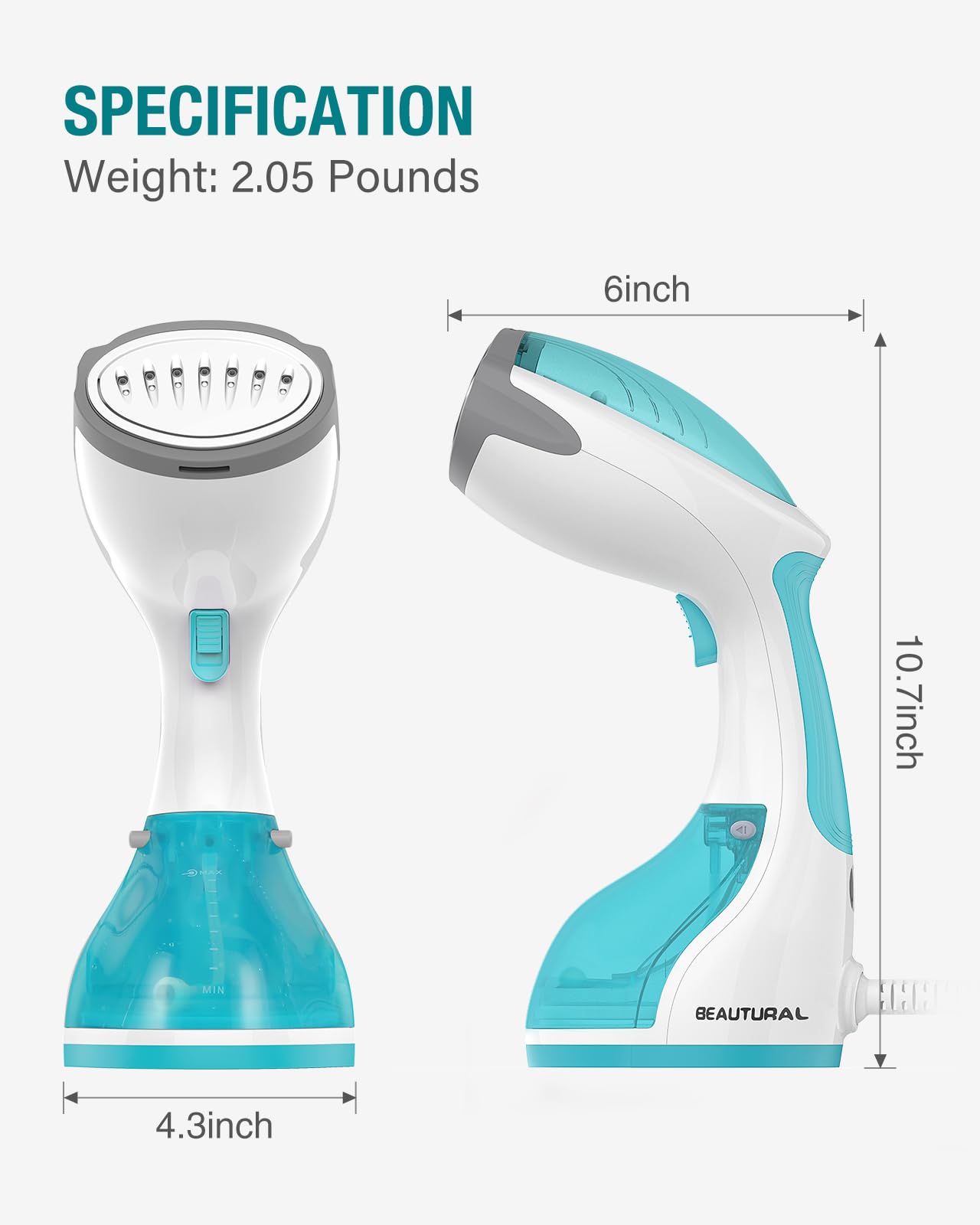 BEAUTURAL Portable Handheld Clothes Steamer