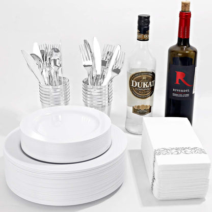 350-Piece Disposable Plates, Silverware & Cups Set For 50